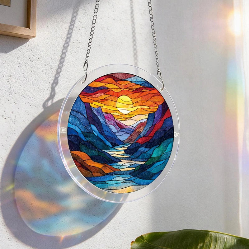 Acrylic Jigsaw Puzzle Suncatcher – Moonlit Riverscape Window Decor