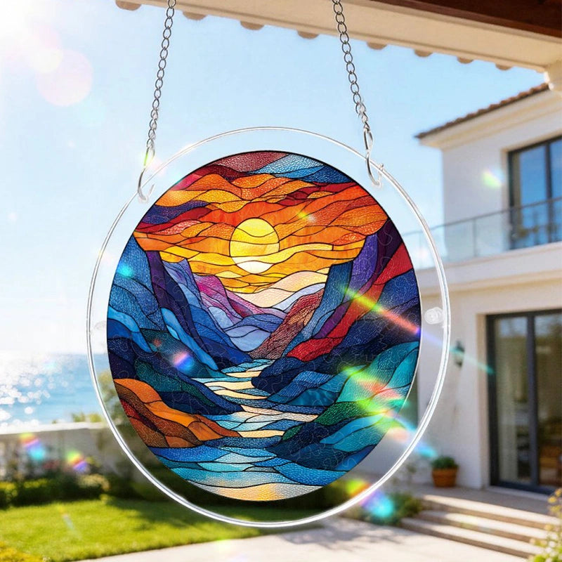 Acrylic Jigsaw Puzzle Suncatcher – Moonlit Riverscape Window Decor