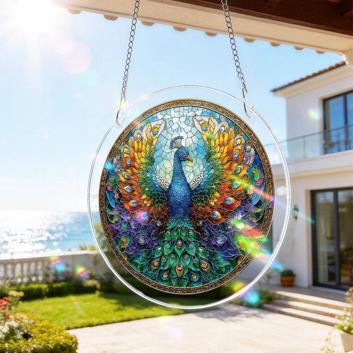 Acrylic Jigsaw Puzzle Suncatcher – Peacock of Radiance Window Decor