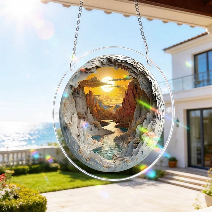 Acrylic Jigsaw Puzzle Suncatcher – Sunset Canyon Window Decor