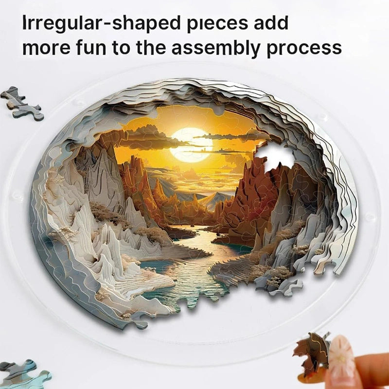 Acrylic Jigsaw Puzzle Suncatcher – Sunset Canyon Window Decor
