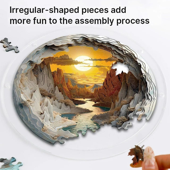 Acrylic Jigsaw Puzzle Suncatcher – Sunset Canyon Window Decor