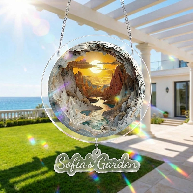 Acrylic Jigsaw Puzzle Suncatcher – Sunset Canyon Window Decor
