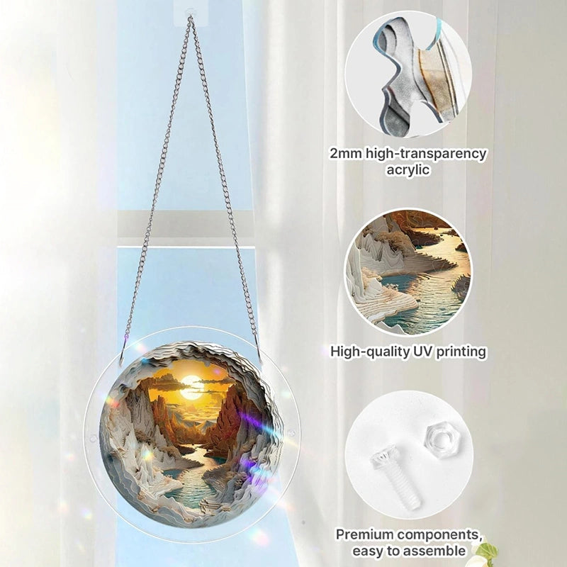 Acrylic Jigsaw Puzzle Suncatcher – Sunset Canyon Window Decor