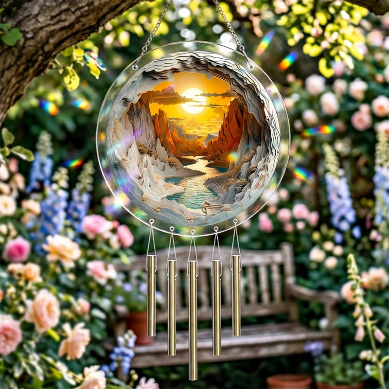 Acrylic Jigsaw Puzzle Suncatcher – Sunset Canyon Window Decor
