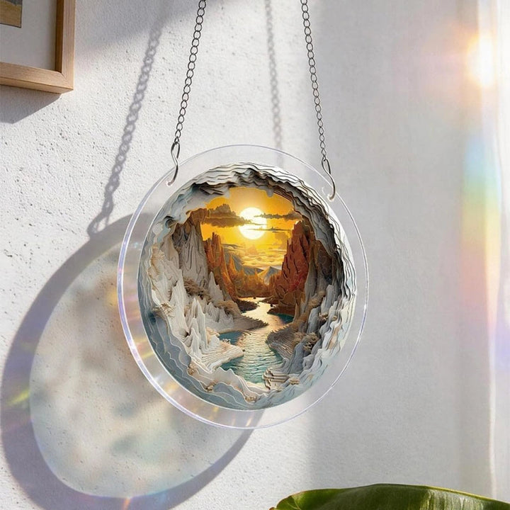 Acrylic Jigsaw Puzzle Suncatcher – Sunset Canyon Window Decor