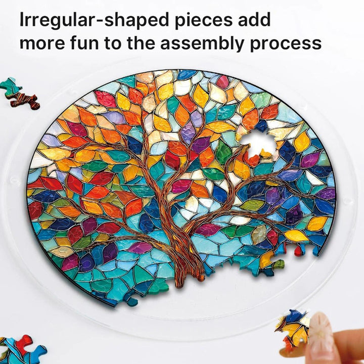 Acrylic Jigsaw Puzzle Suncatcher – Tree of Luminous Leaves Window Decor