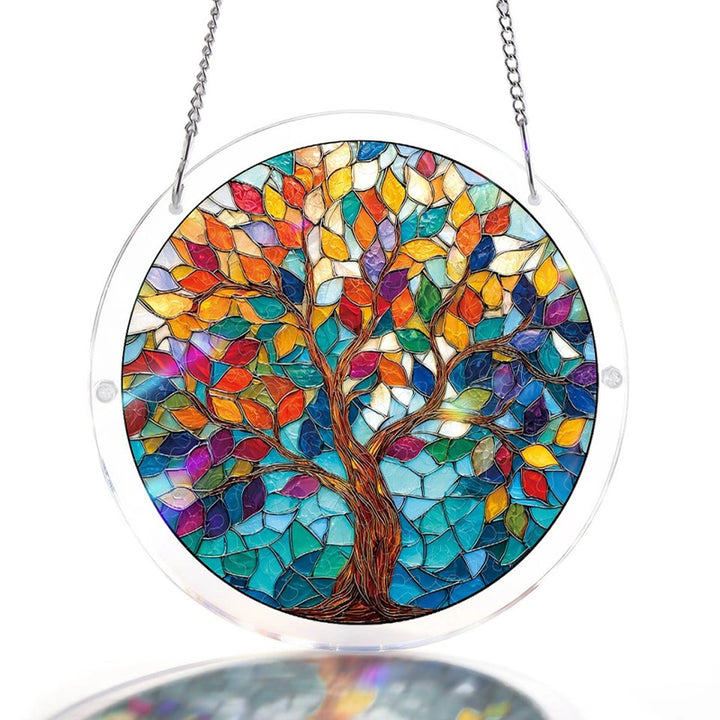 Acrylic Jigsaw Puzzle Suncatcher – Tree of Luminous Leaves Window Decor