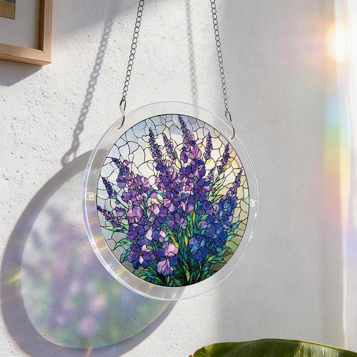 Acrylic Jigsaw Puzzle Suncatcher – Violet Garden Grace Window Decor