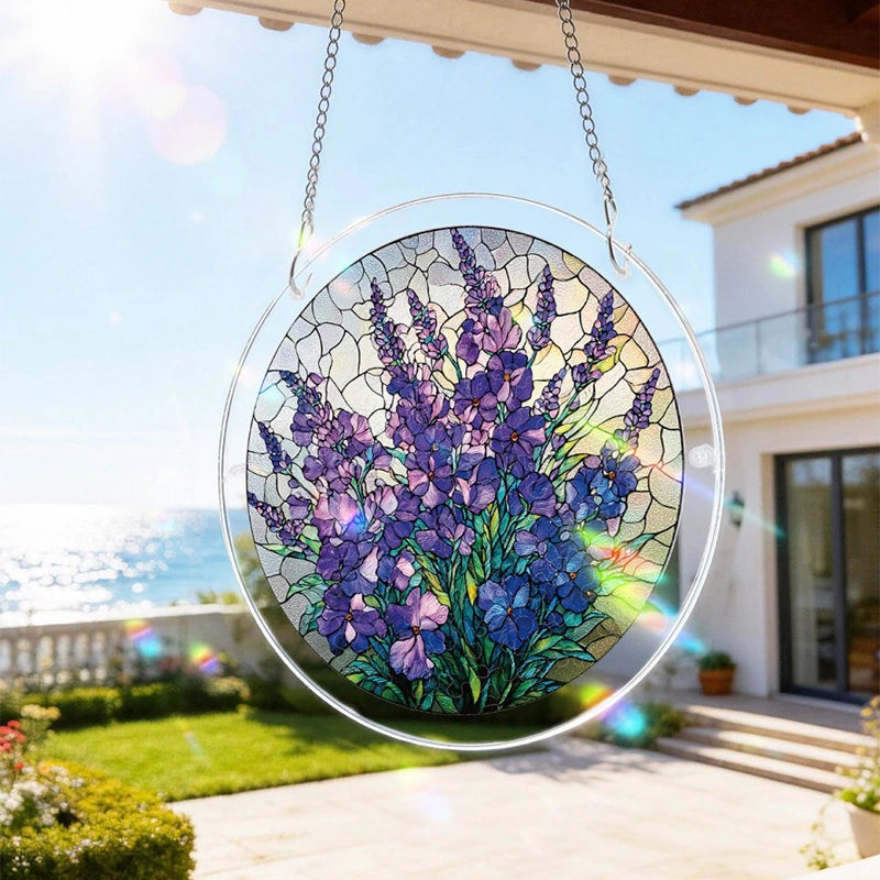 Acrylic Jigsaw Puzzle Suncatcher – Violet Garden Grace Window Decor
