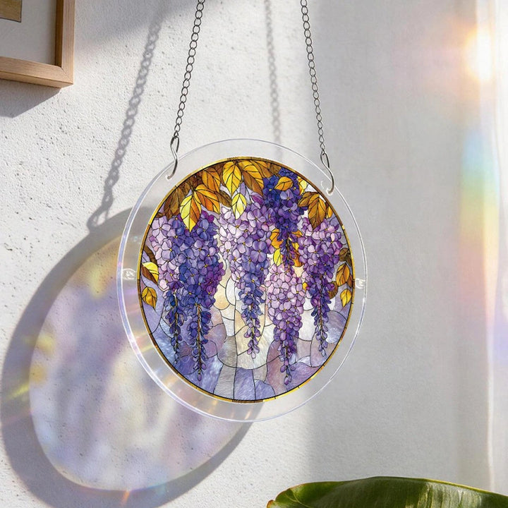 Acrylic Jigsaw Puzzle Suncatcher – Wisteria in Glasslight Window Decor
