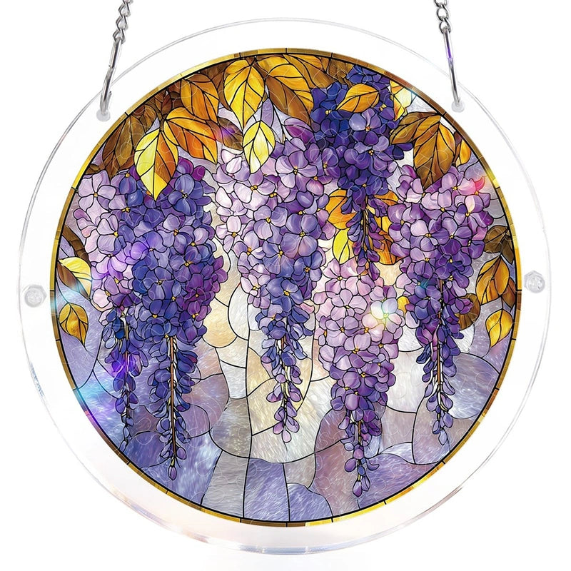 Wisteria in Glasslight Acrylic Suncatcher – Elegant Floral Window Hanging Decor