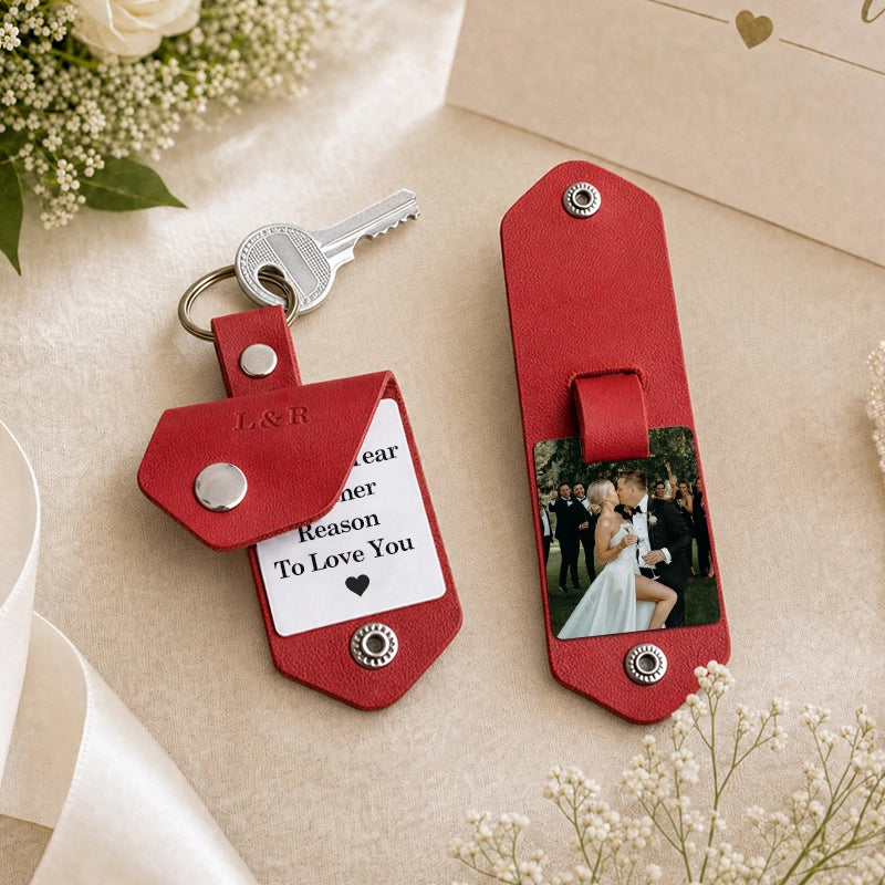 Chaveiro de couro personalizado com foto para homens | Chaveiro personalizado com foto para presentear ele | Chaveiro de couro gravado para namorado, marido, pai