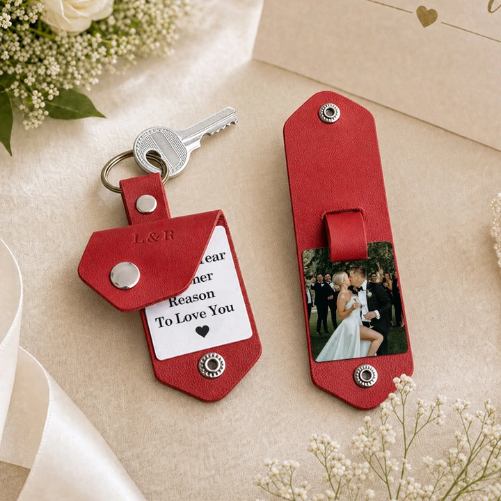 Chaveiro de couro personalizado com foto para homens | Chaveiro personalizado com foto para presentear ele | Chaveiro de couro gravado para namorado, marido, pai