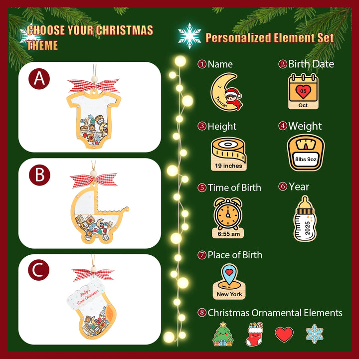 Personalized Baby’s First Christmas 2025 Ornament