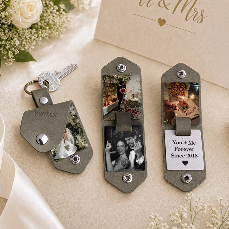 Chaveiro de couro personalizado com foto para homens | Chaveiro personalizado com foto para presentear ele | Chaveiro de couro gravado para namorado, marido, pai