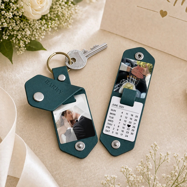 Chaveiro de couro personalizado com foto para homens | Chaveiro personalizado com foto para presentear ele | Chaveiro de couro gravado para namorado, marido, pai
