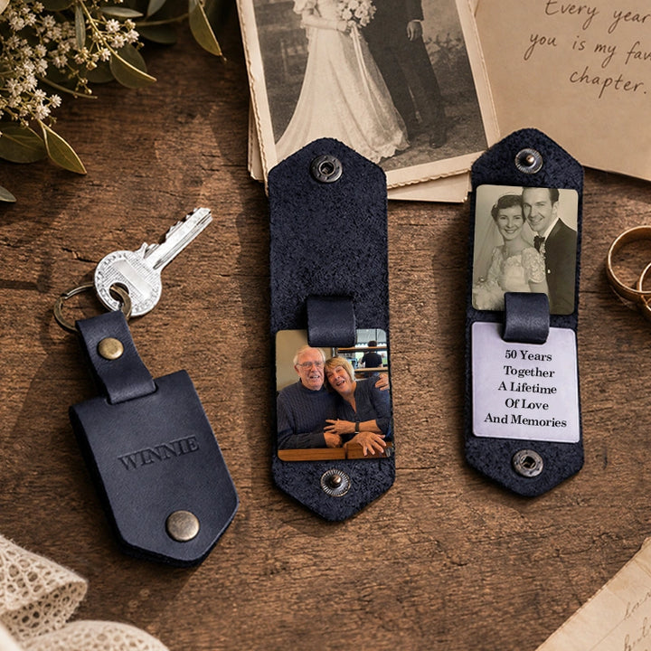 Chaveiro de couro personalizado com foto para homens | Chaveiro personalizado com foto para presentear ele | Chaveiro de couro gravado para namorado, marido, pai