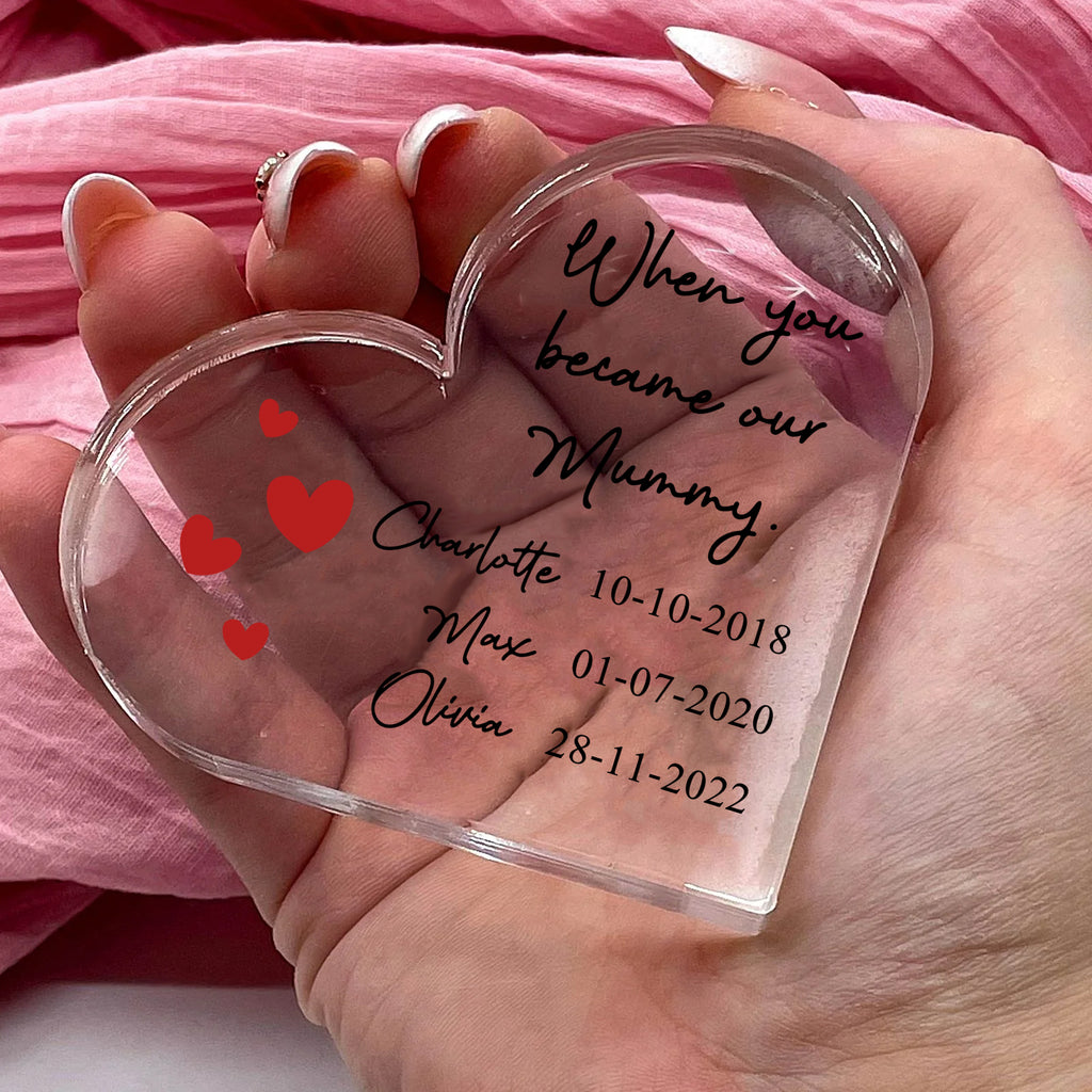 Personalised Name Acrylic Heart Keepsake Custom 3 Texts Ornaments Gifts