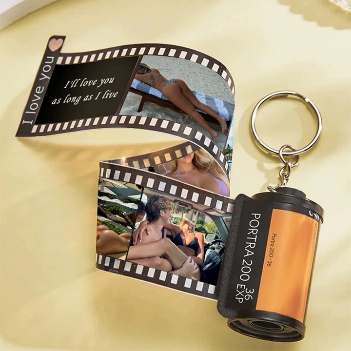 The "Our Secret" Personalized Film Roll Photo Keychain - Custom Private Keepsake Gift For Him