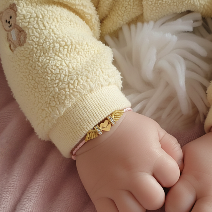 Personalized Angel Wing Parent-Child Bracelet – Custom Handwoven Birth Keepsake
