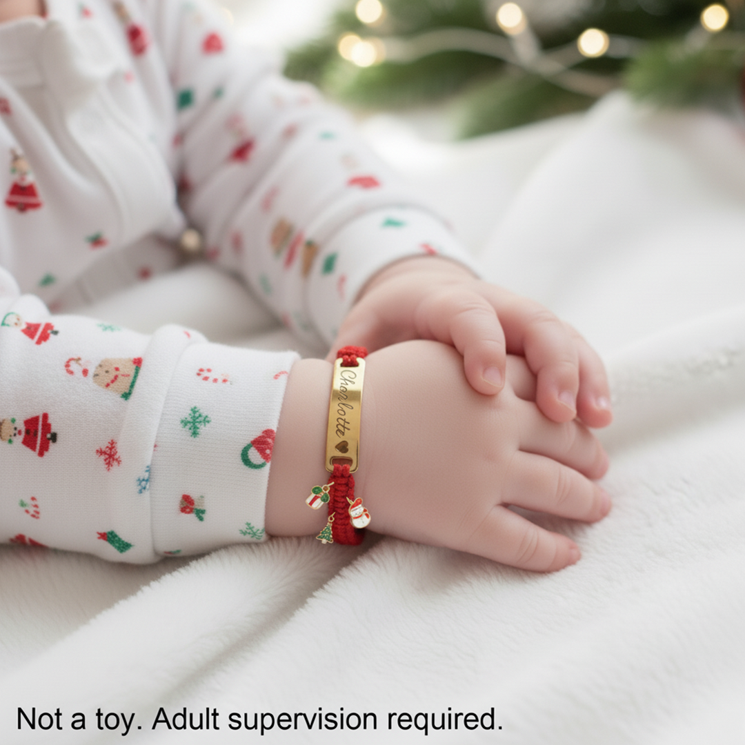 Christmas Baby Braided Cord Custom Bracelet (Parent-Child Edition) – A Sweet Holiday Keepsake