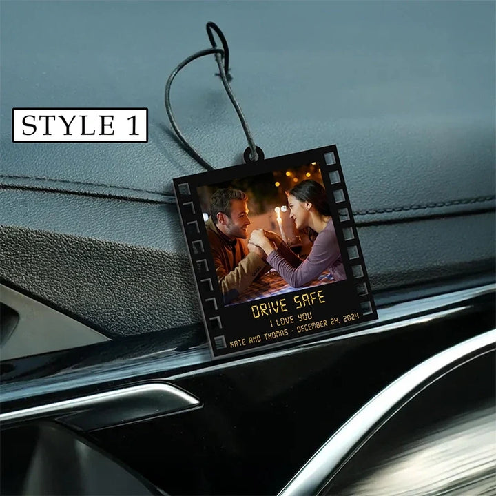 Personalized Drive Safe Photo Car Charm – Custom Picture Car Ornament Gift for Boyfriend & Husband