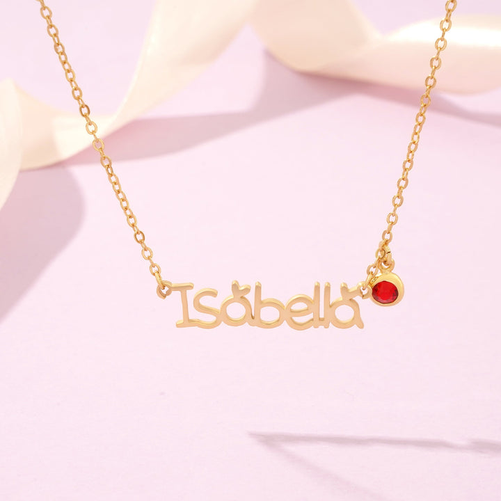 Personalized Princess Name Birthstone Necklace