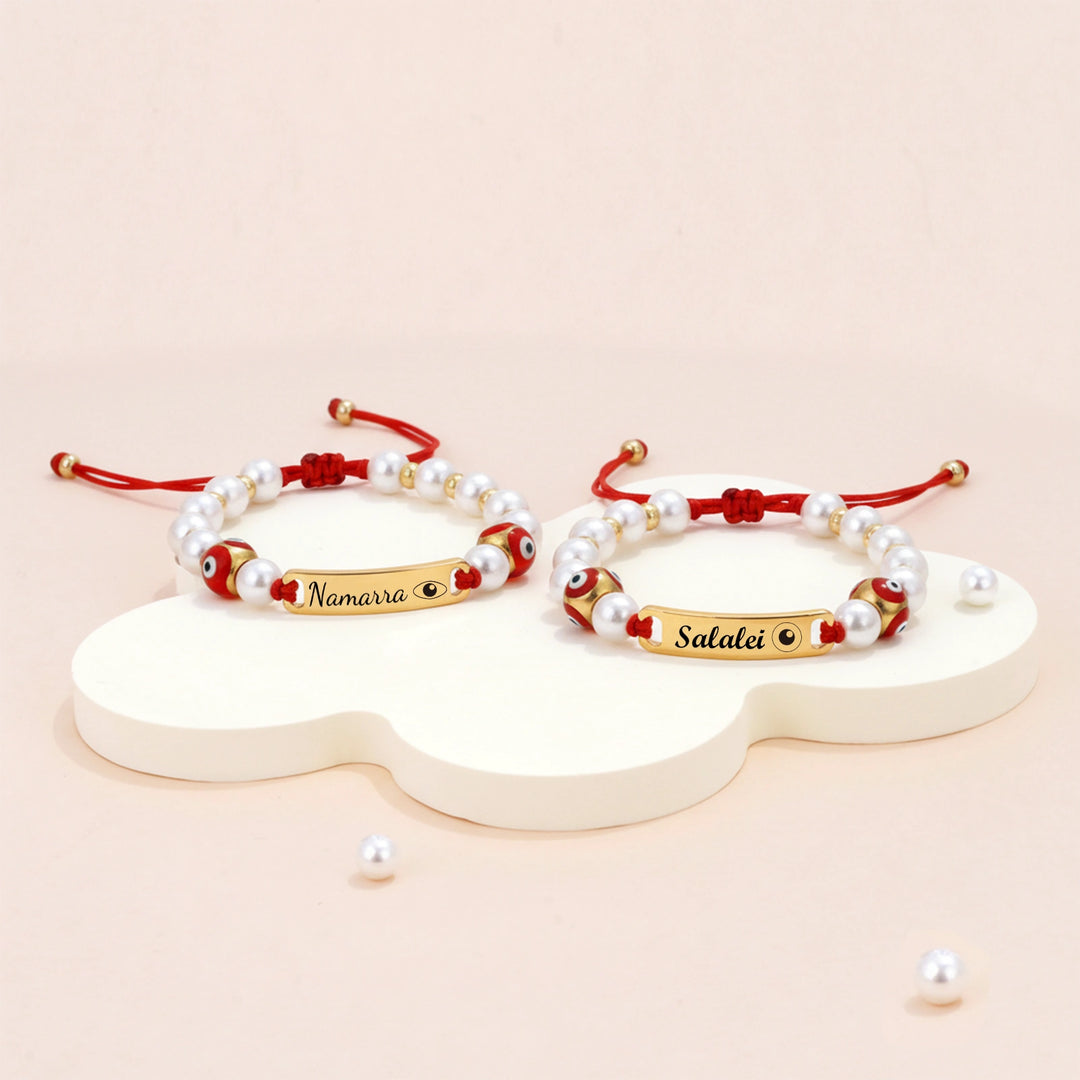 Personalized Evil Eye Baby Bracelet – Custom Handwoven Birth Keepsake for Newborns & Infants