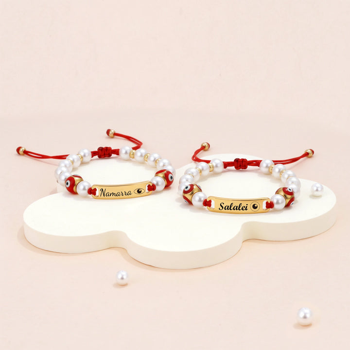 Personalized Evil Eye Baby Bracelet – Custom Handwoven Birth Keepsake for Newborns & Infants