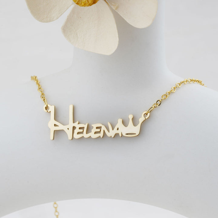 Personalized Crown Baby Name Necklace