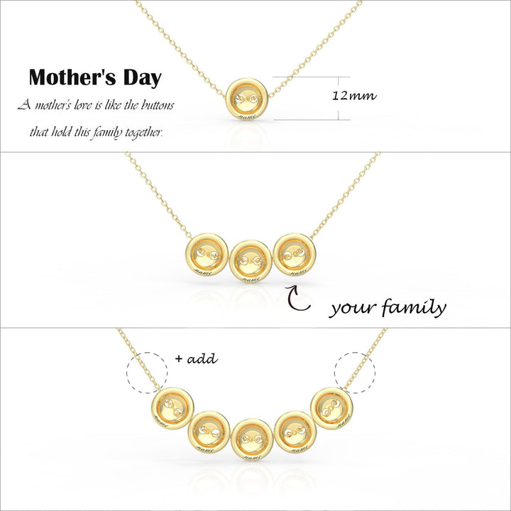 Personalized Family Circle Button Name Necklace