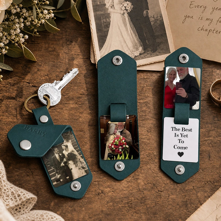 Chaveiro de couro personalizado com foto para homens | Chaveiro personalizado com foto para presentear ele | Chaveiro de couro gravado para namorado, marido, pai