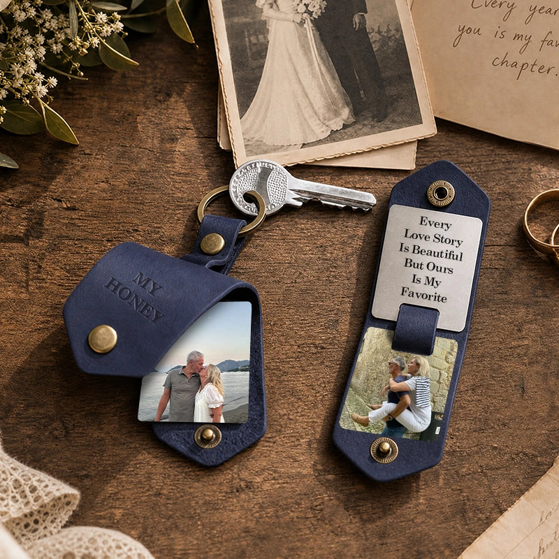 Chaveiro de couro personalizado com foto para homens | Chaveiro personalizado com foto para presentear ele | Chaveiro de couro gravado para namorado, marido, pai
