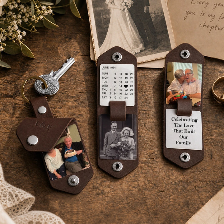 Chaveiro de couro personalizado com foto para homens | Chaveiro personalizado com foto para presentear ele | Chaveiro de couro gravado para namorado, marido, pai