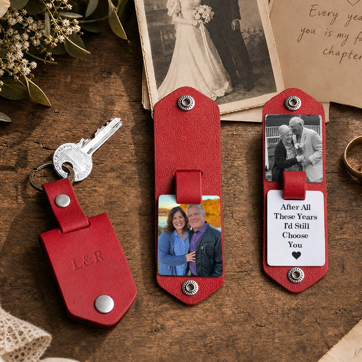 Chaveiro de couro personalizado com foto para homens | Chaveiro personalizado com foto para presentear ele | Chaveiro de couro gravado para namorado, marido, pai