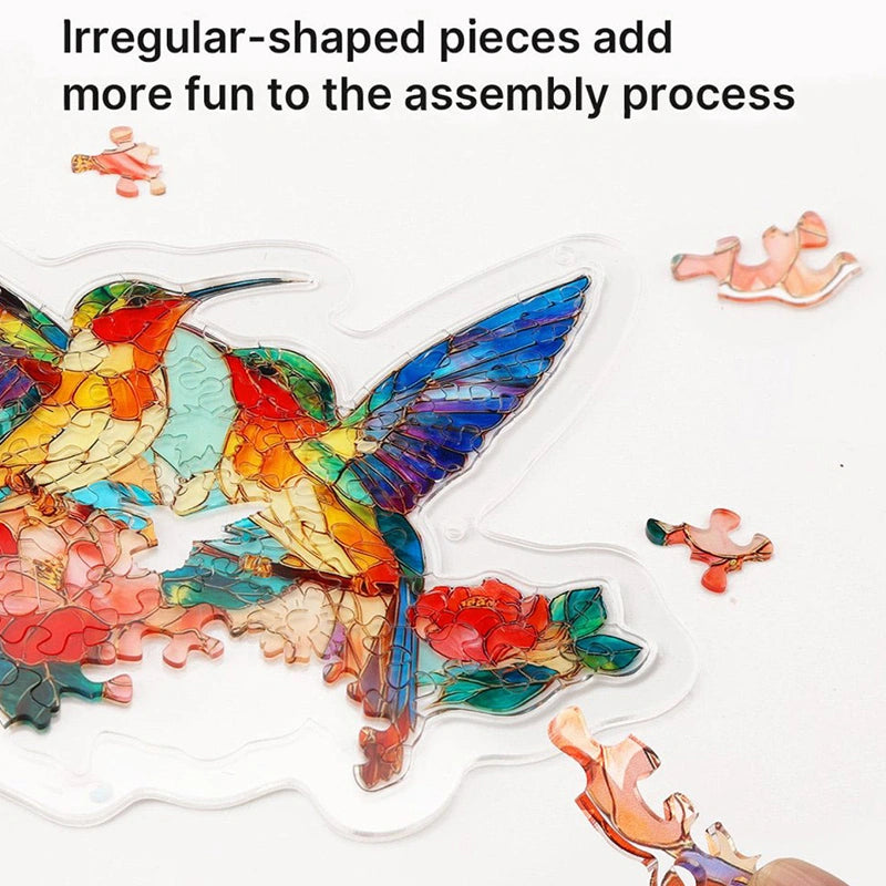 Acrylic Jigsaw Puzzle Suncatcher – Two Birds of Spring Window Decor