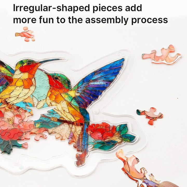 Acrylic Jigsaw Puzzle Suncatcher – Two Birds of Spring Window Decor