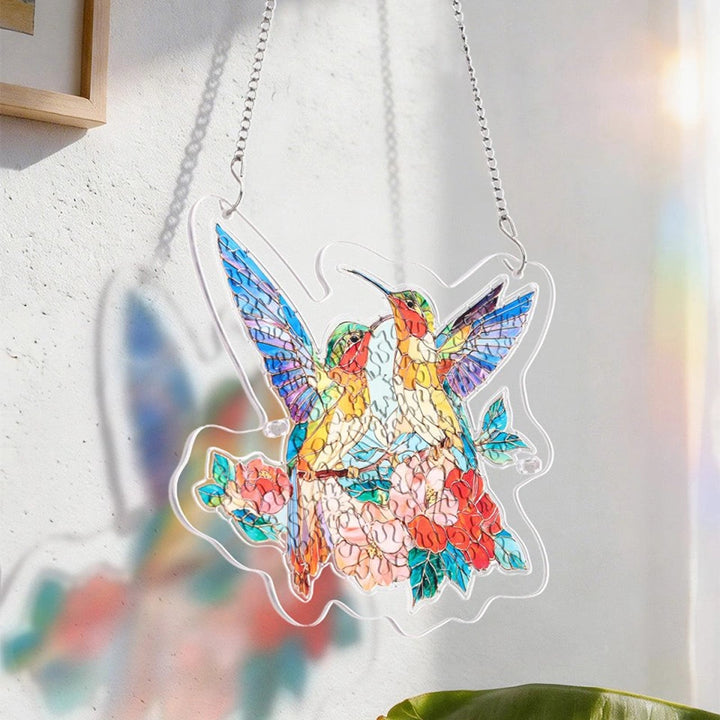 Acrylic Jigsaw Puzzle Suncatcher – Two Birds of Spring Window Decor