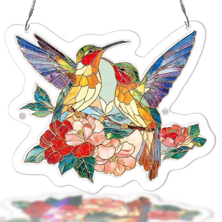 Acrylic Jigsaw Puzzle Suncatcher – Two Birds of Spring Window Decor
