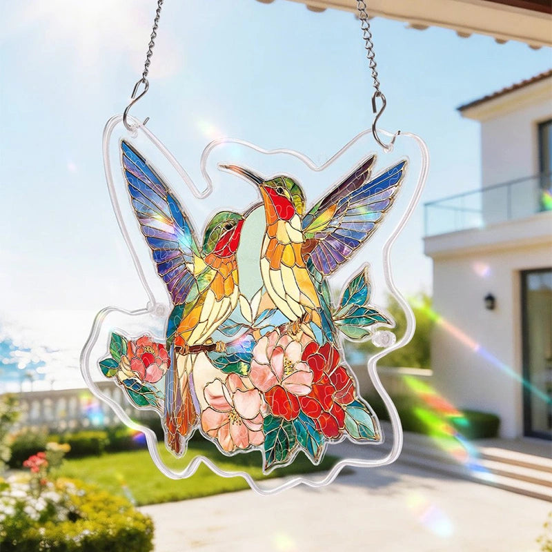 Acrylic Jigsaw Puzzle Suncatcher – Two Birds of Spring Window Decor