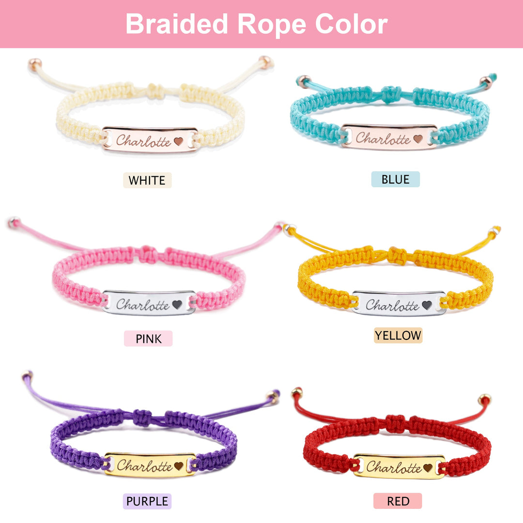 Personalized Handmade Braided Cord Child ID Bracelet