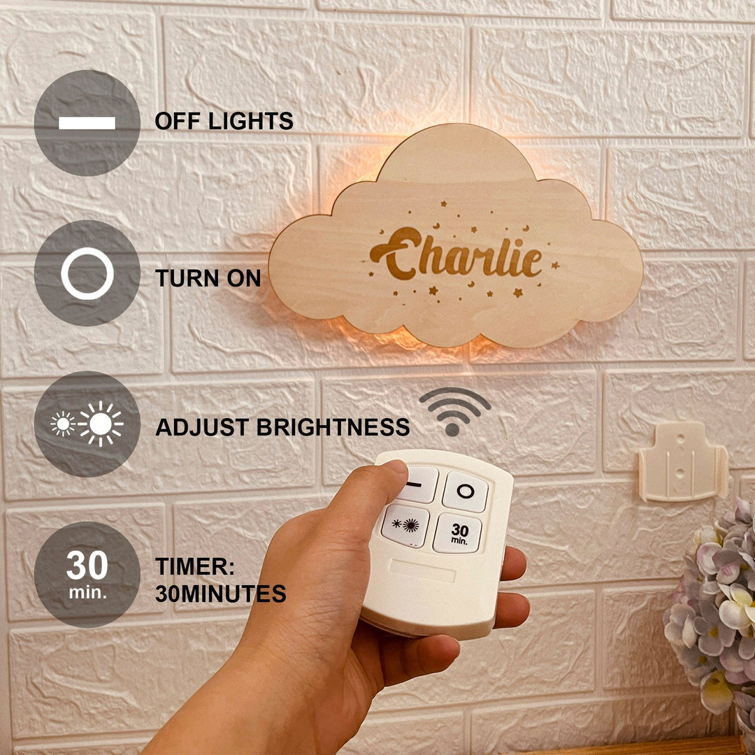 Personalized Wooden Baby's Room Wall Night Light Set