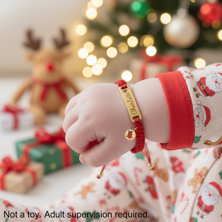 Christmas Baby Braided Cord Custom Bracelet (Parent-Child Edition) – A Sweet Holiday Keepsake