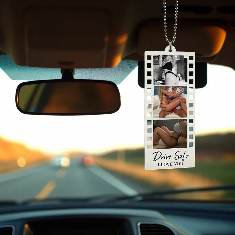 Personalized Drive Safe Photo Car Charm – Custom Picture Car Ornament Gift for Boyfriend & Husband