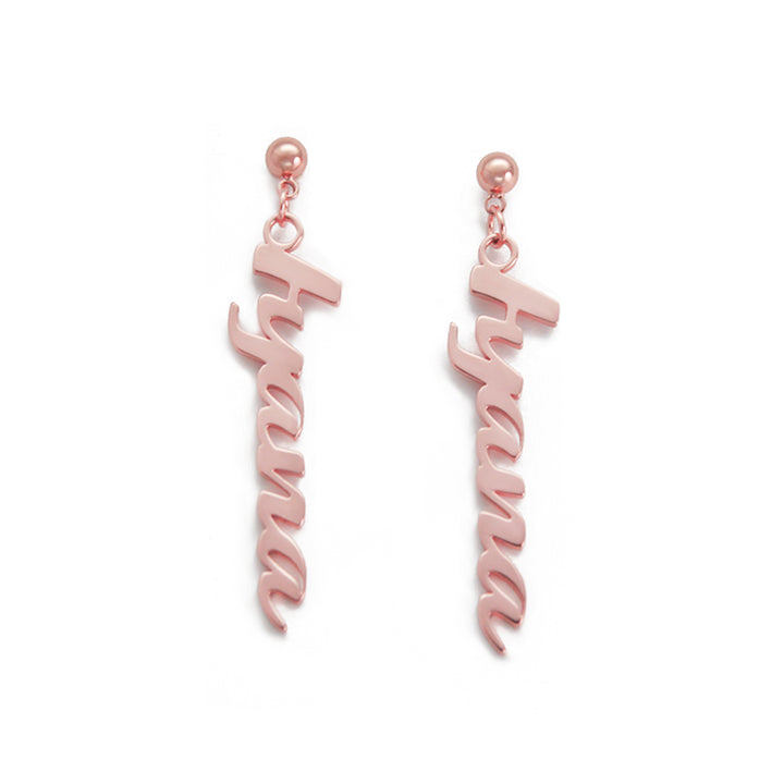 Custom Letter Zircon Earrings – 48MM Lightweight Design in Gold, Rose Gold & Silver