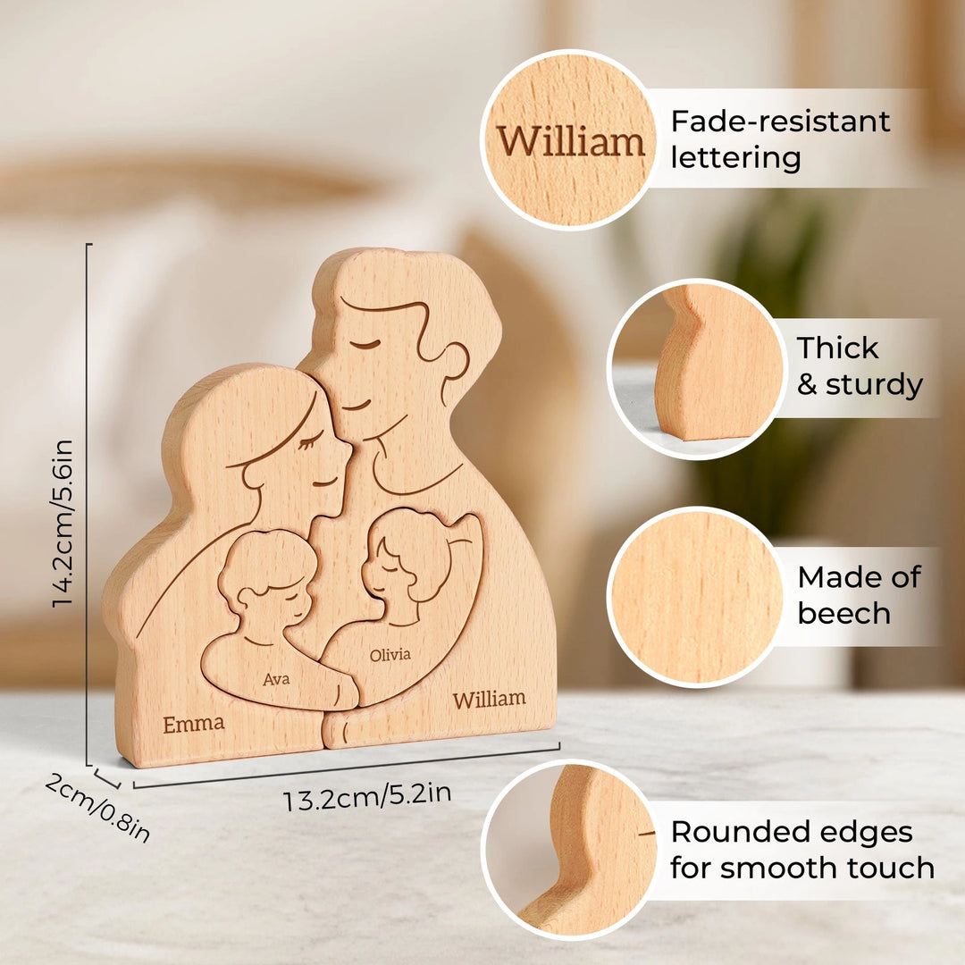 Personalized Wooden Family Puzzle – Custom Name Puzzle for 2–5 Family Members | Unique Birthday, Anniversary & Housewarming Gift