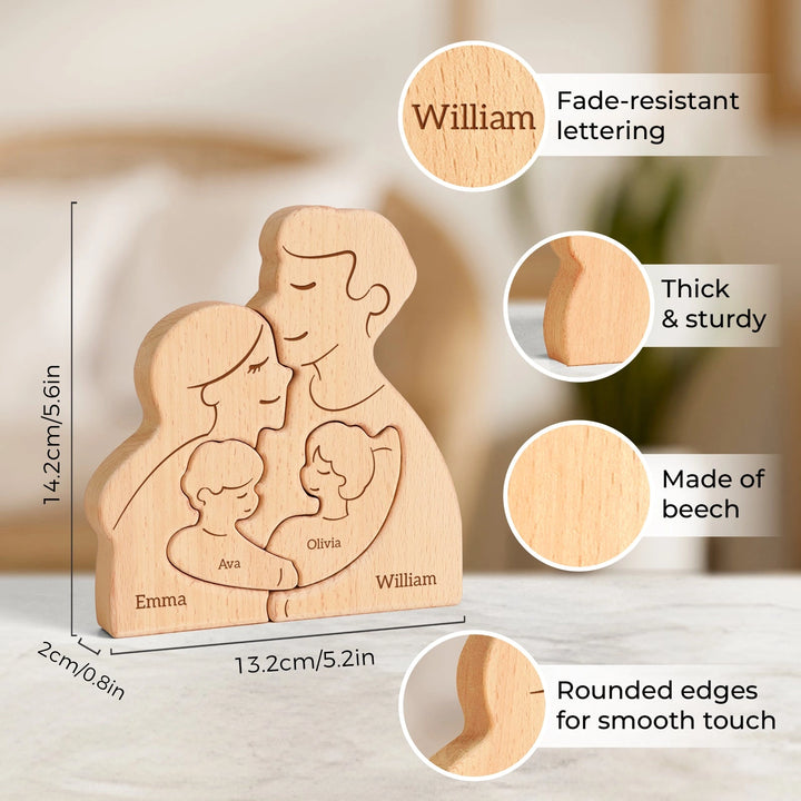 Personalized Wooden Family Puzzle – Custom Name Puzzle for 2–5 Family Members | Unique Birthday, Anniversary & Housewarming Gift