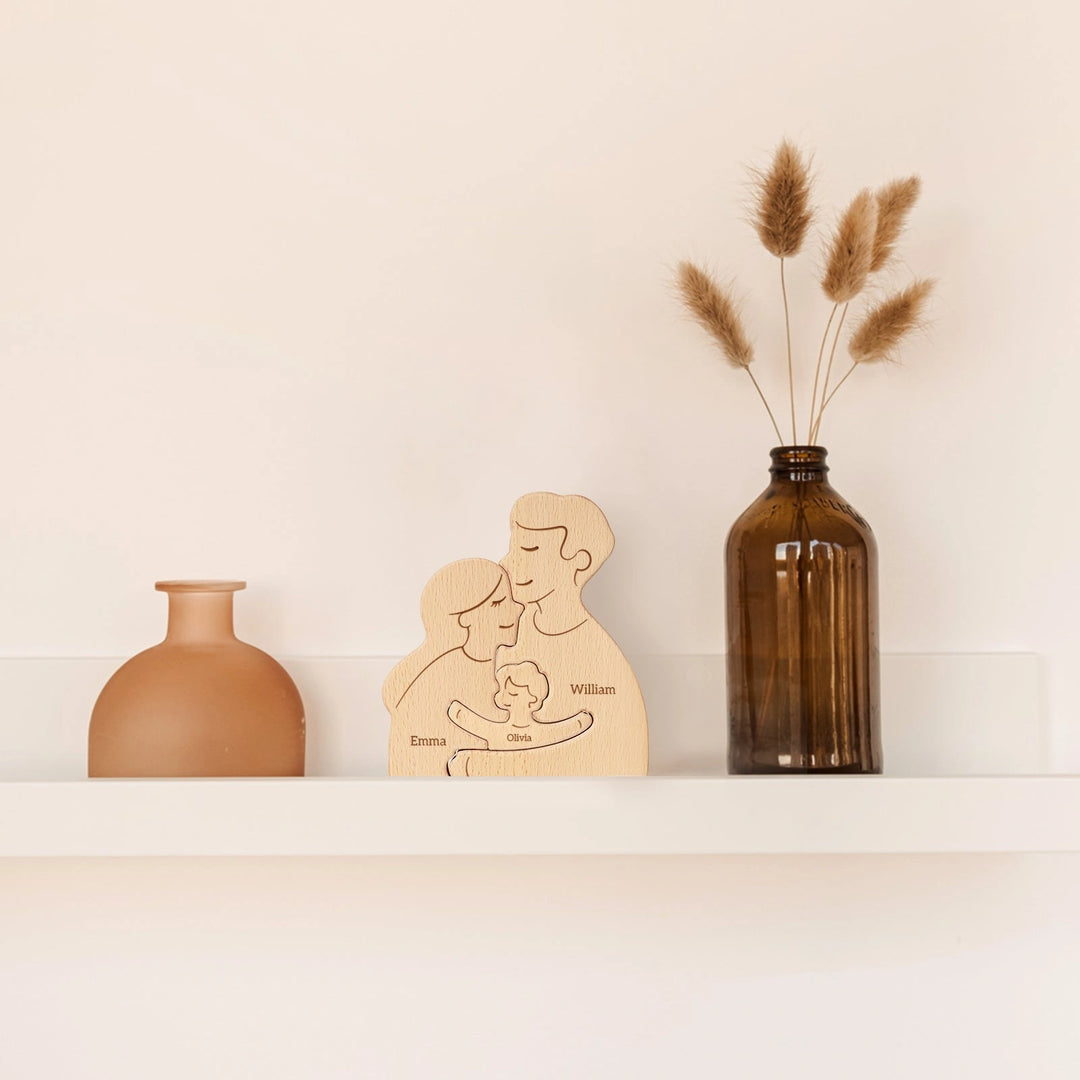 Personalized Wooden Family Puzzle – Custom Name Puzzle for 2–5 Family Members | Unique Birthday, Anniversary & Housewarming Gift