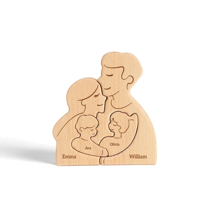 Personalized Wooden Family Puzzle – Custom Name Puzzle for 2–5 Family Members | Unique Birthday, Anniversary & Housewarming Gift
